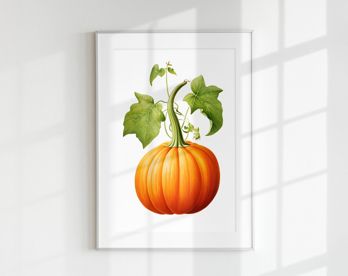 Pumpkin Vintage Minimal Poster, Kitchen Wall Art