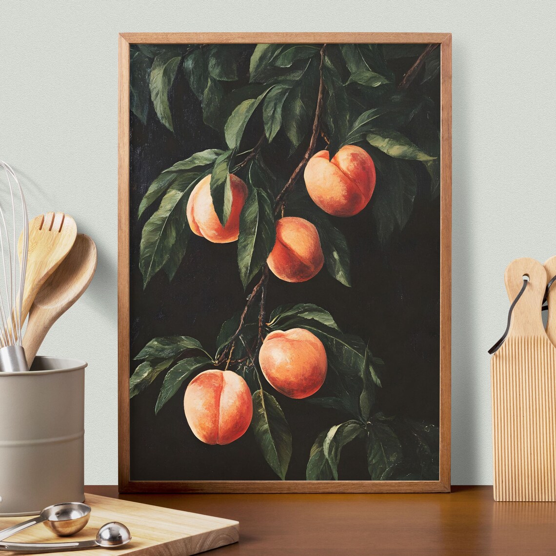 Peach Oil Painting Print, Vintage Botanical Poster - Image 3