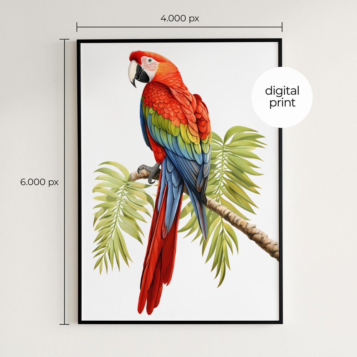 Scarlet Macaw Minimal Poster, Tropical Bird Decor - Image 2