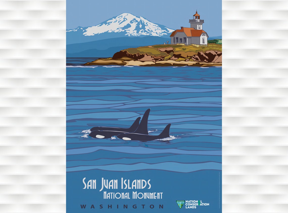 San Juan Islands National Monument Washington Orca Whale Travel Poster