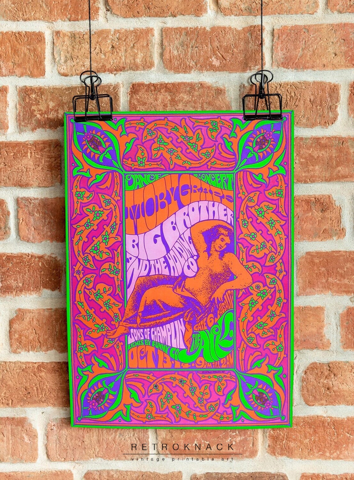 Moby Grape Big Brother Avalon 60s Psychedelic Dance Concert Poster - Image 2