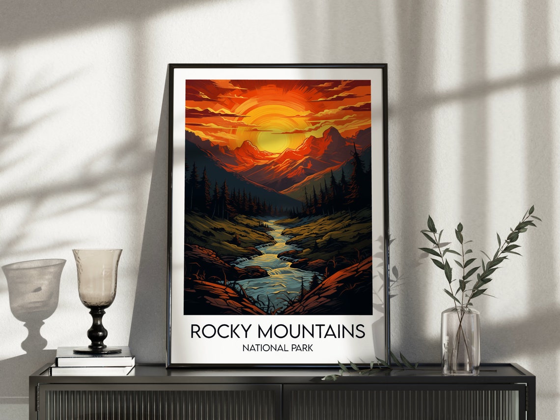 Rocky Mountains National Park Blazing Sunset Peaks Travel Poster - Image 5
