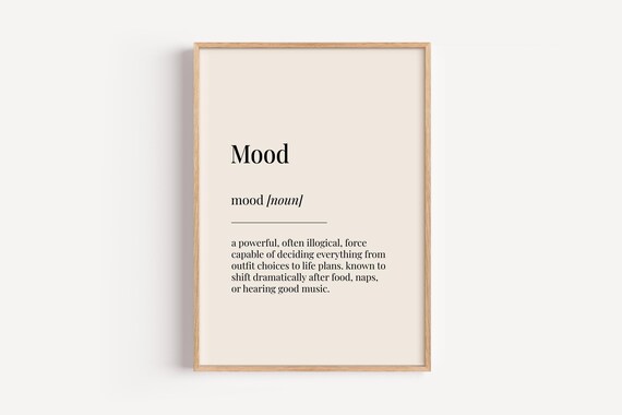 Mood Dictionary Definition Funny Minimalist Beige Wall Poster