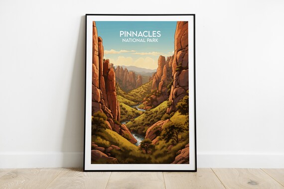 Pinnacles National Park Canyon Stream Valley Rocks Travel Poster