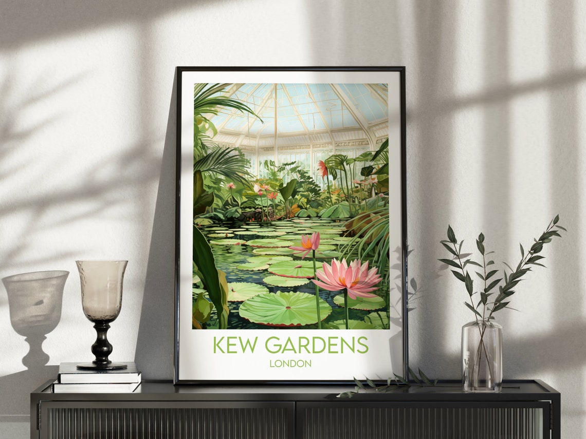 Kew Gardens London Waterlilies Glasshouse Garden Pond Art Poster - Image 3