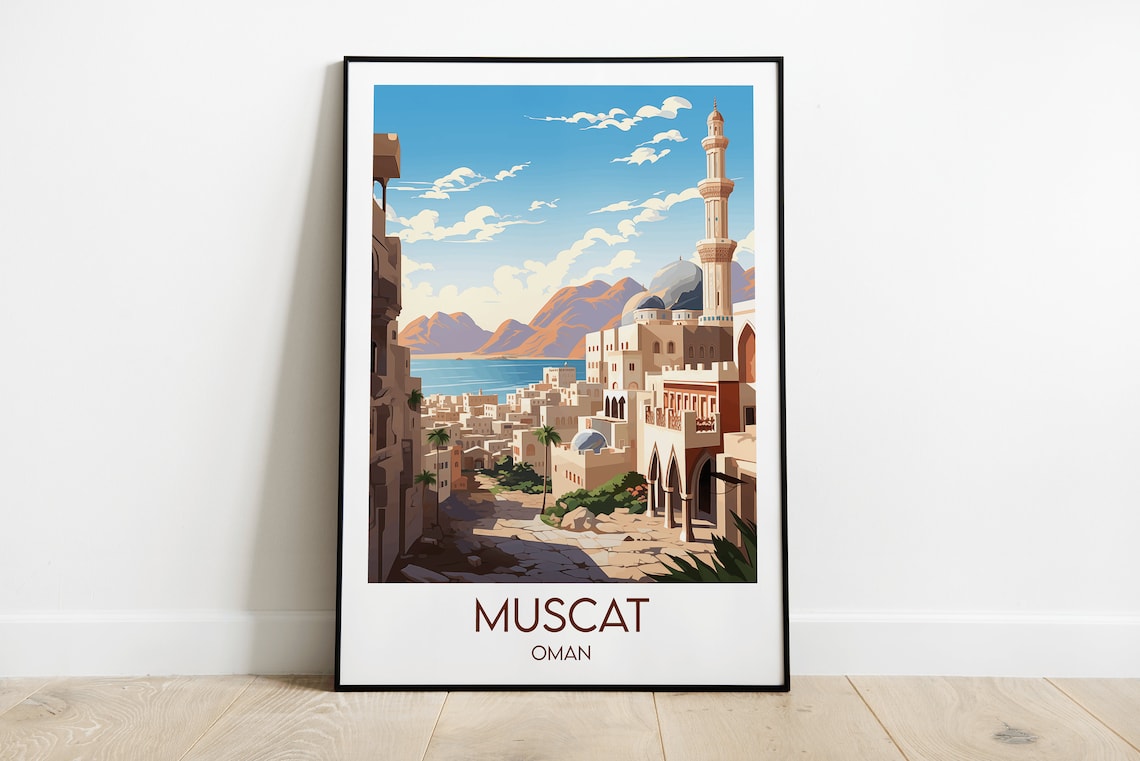 Muscat Travel Poster, Custom Personalized Gift