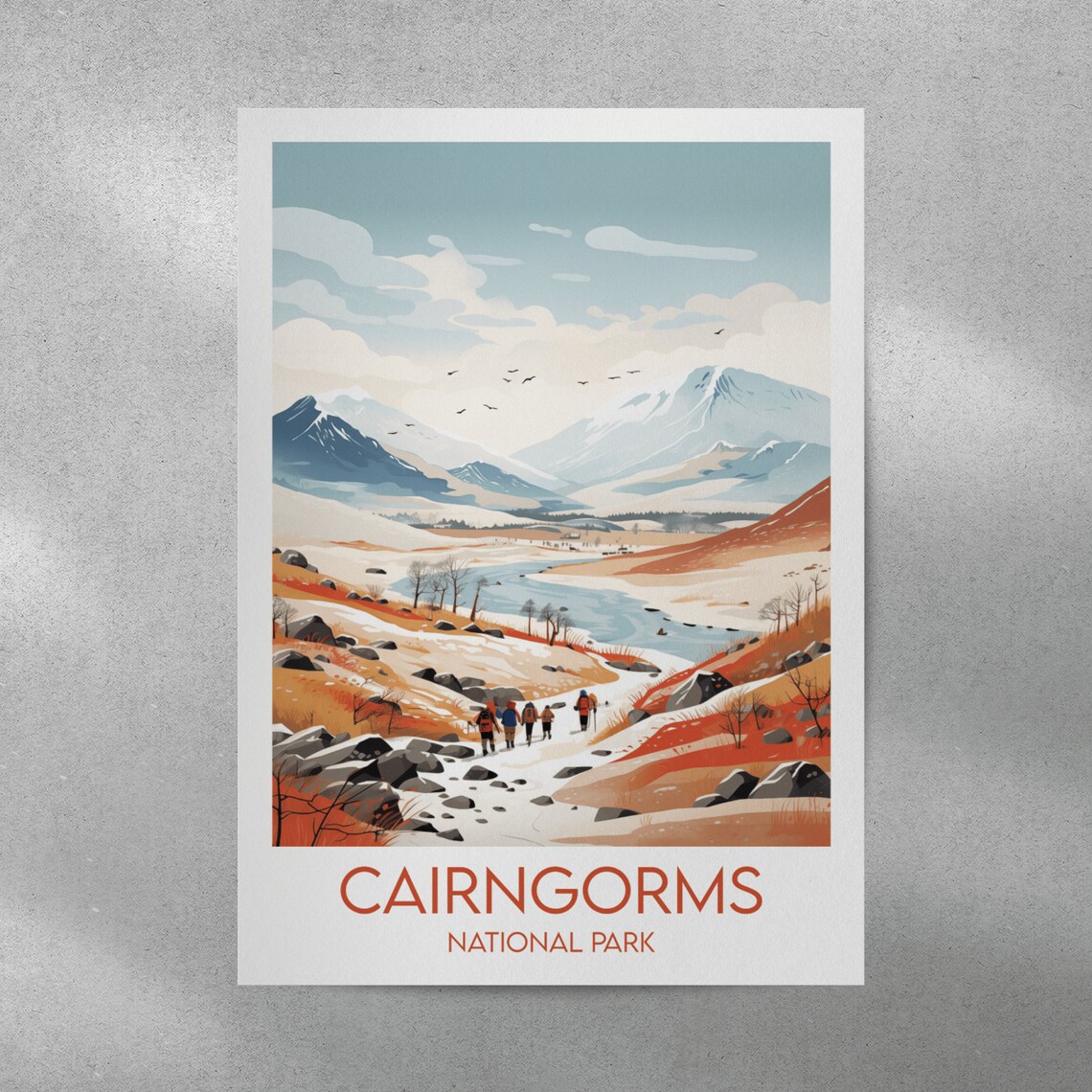 Cairngorms National Park Autumn Valley Hikers Highlands Travel Poster - Image 3