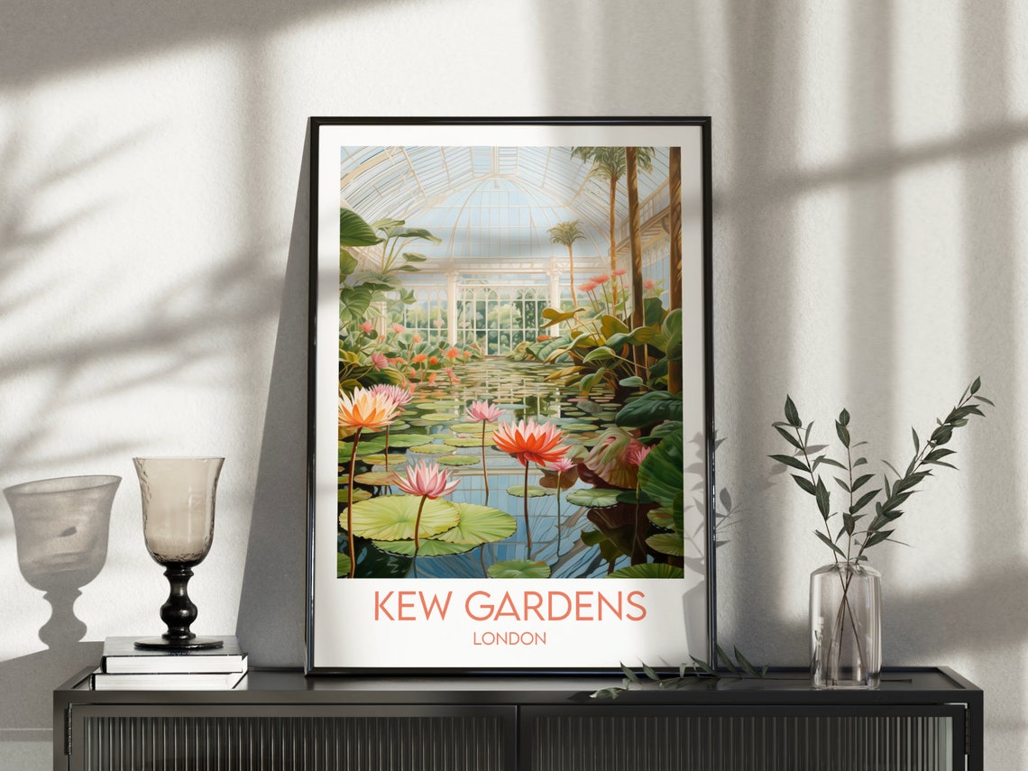 Kew Gardens London Water Lily Pond Glasshouse Blossom Poster - Image 3