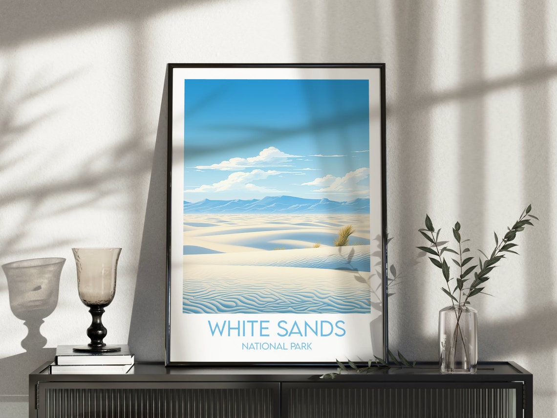 White Sands National Park Rippled Dunes Mountain Travel Poster - Image 5