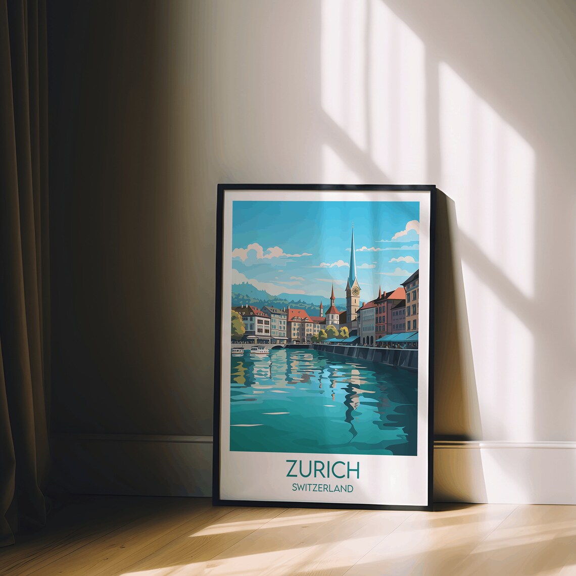 Zurich Travel Poster, Switzerland Custom Print - Image 2