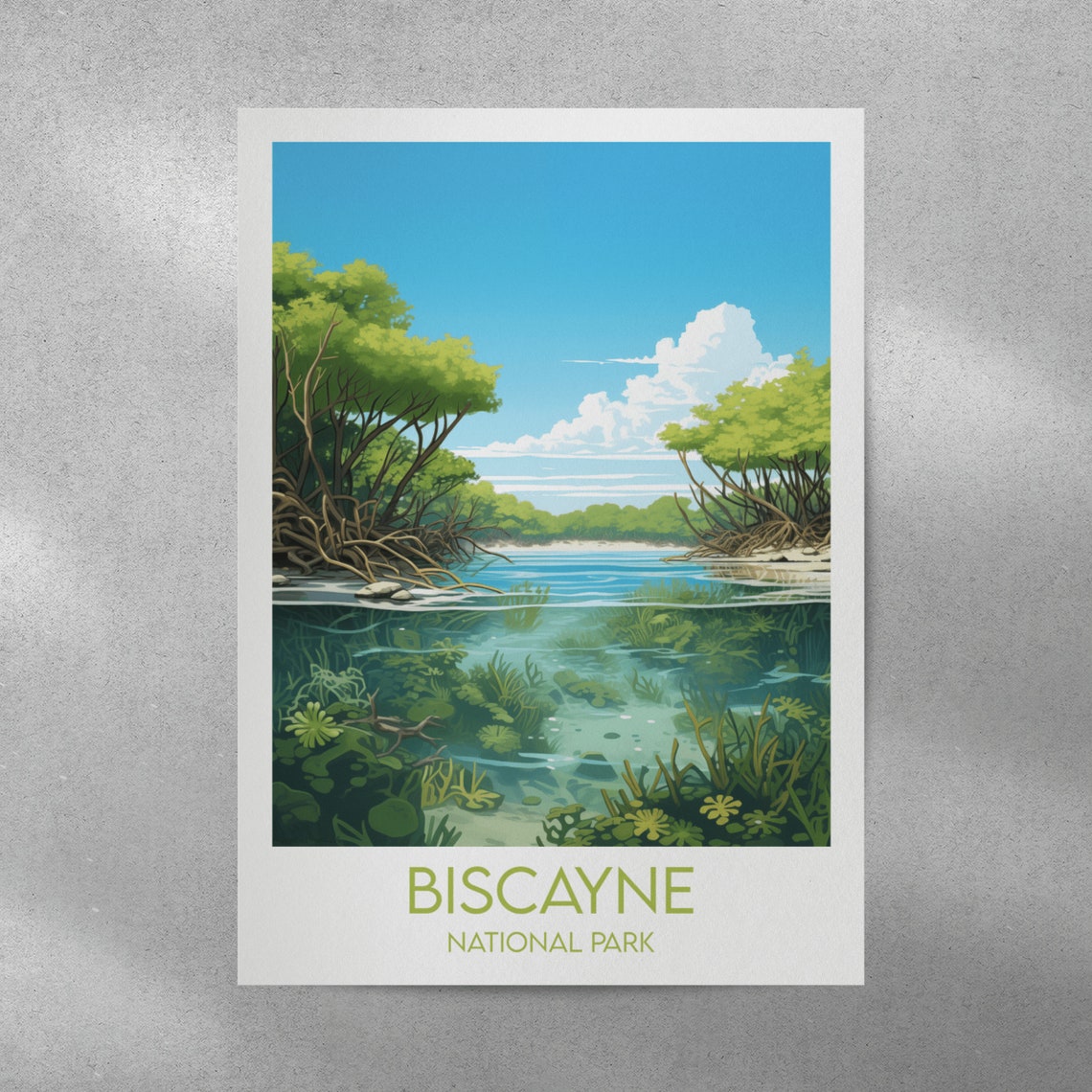 Biscayne National Park Mangrove Forest Underwater View Travel Poster - Image 2