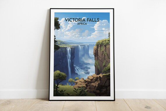 Victoria Falls Travel Print Africa Poster Custom Personalised Wedding Birthday Gift