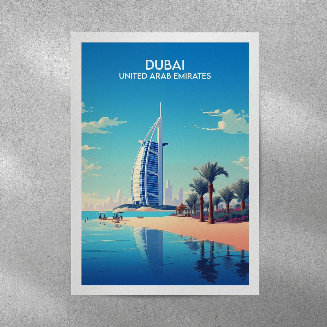 Dubai United Arab Emirates Burj Al Arab Beach Palms Travel Poster - Image 5