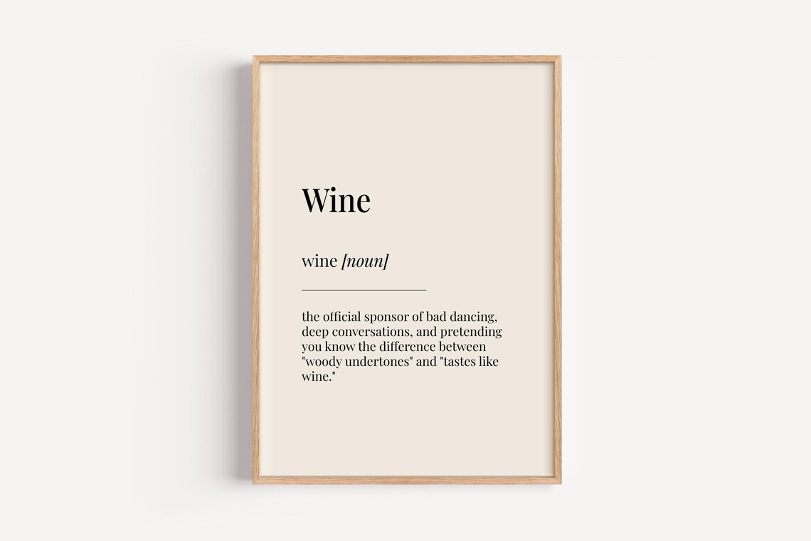 Wine Definition Dictionary Poster, Kitchen Drink Art