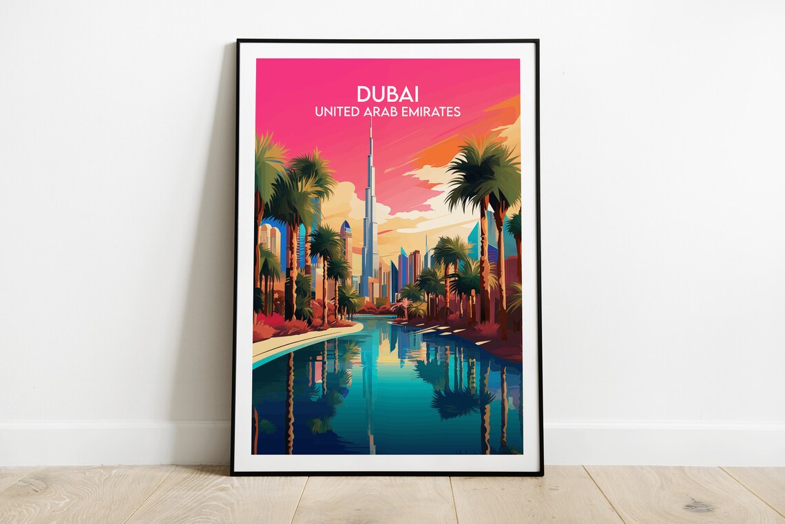 Dubai Travel Poster, United Arab Emirates Travel Print