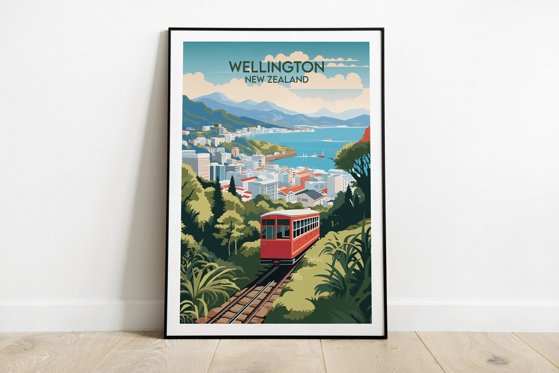 Wellington Travel Poster, New Zealand Place Print