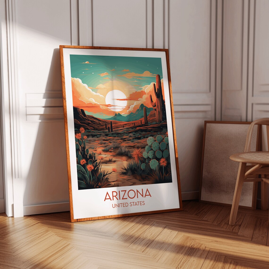 Arizona United States Blooming Cactus Desert Bloom Scene Travel Poster - Image 2