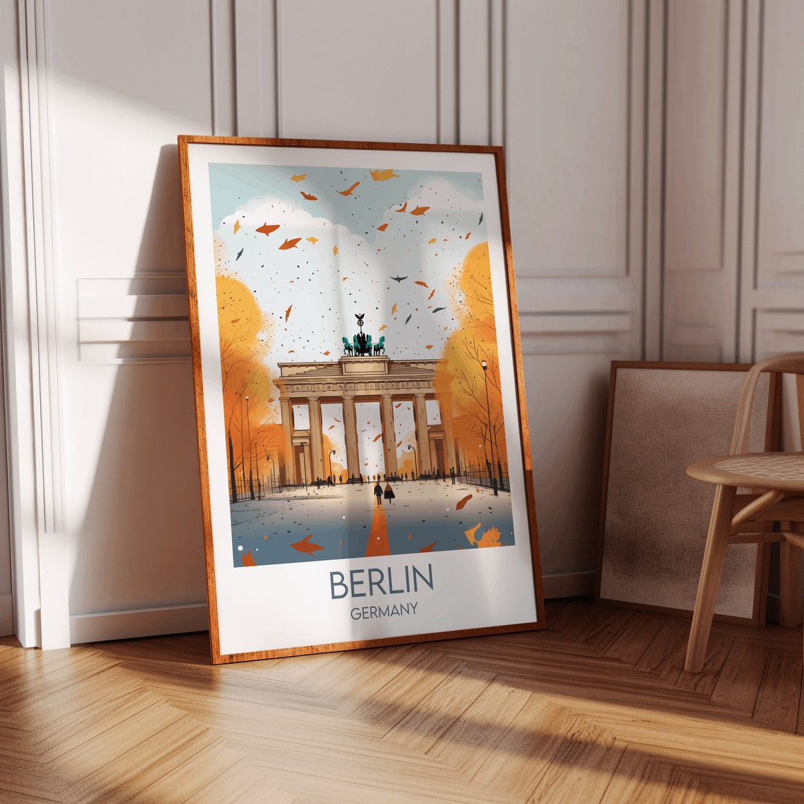 Berlin Germany Brandenburg Gate Autumn Illustration Travel Poster - Image 4