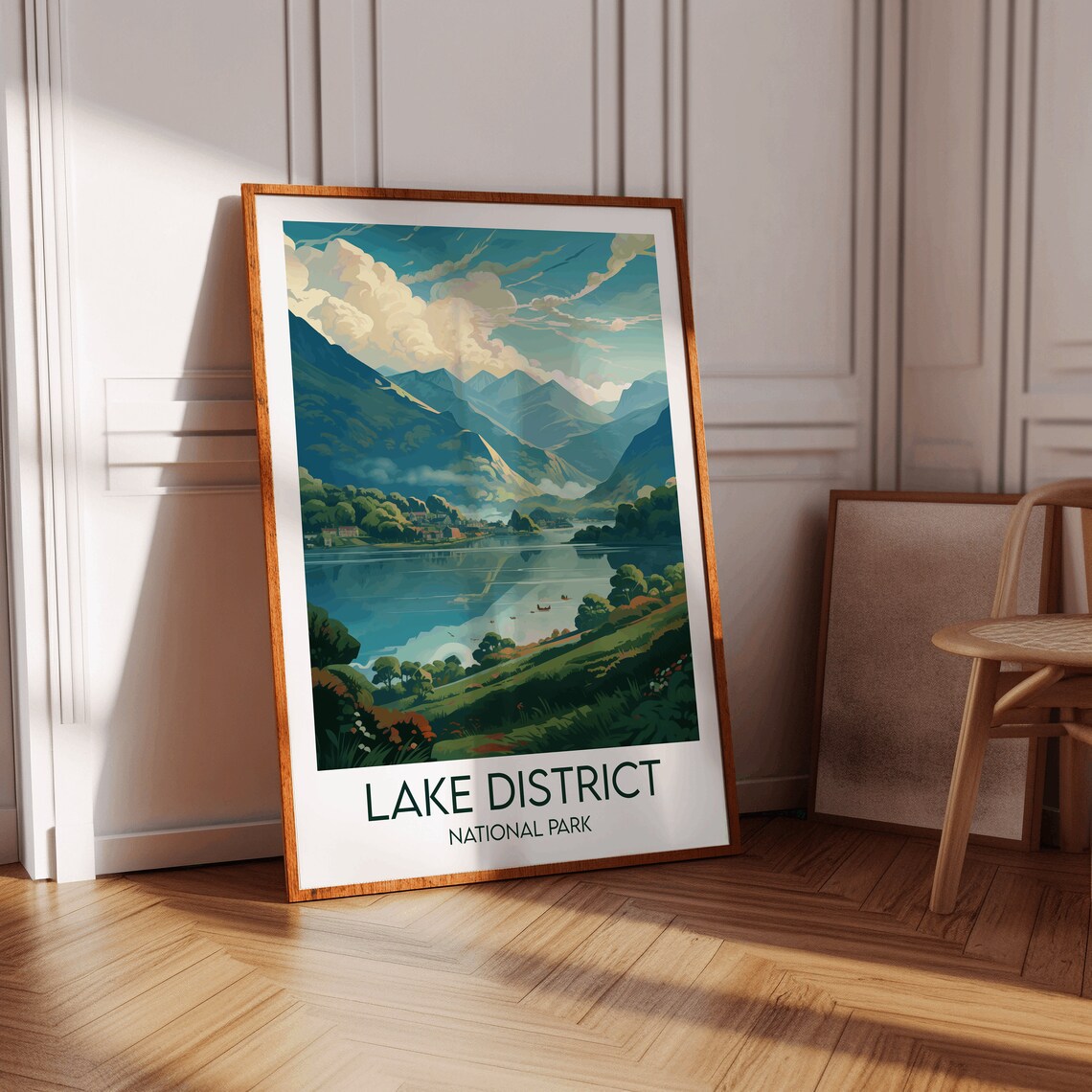 Lake District National Park Lake Mountains Boats Vintage Travel Poster - Image 2