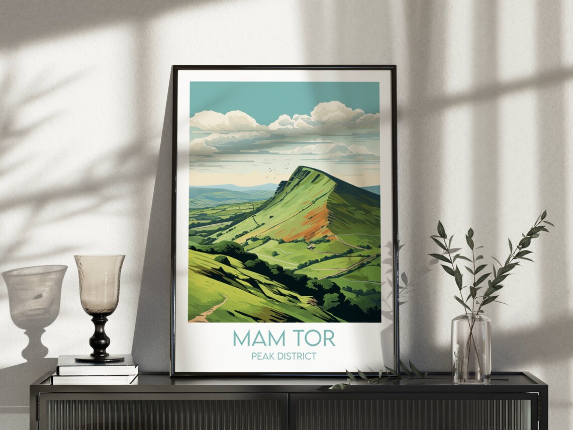 Mam Tor Travel Poster, Peak District Custom Personalised - Image 3