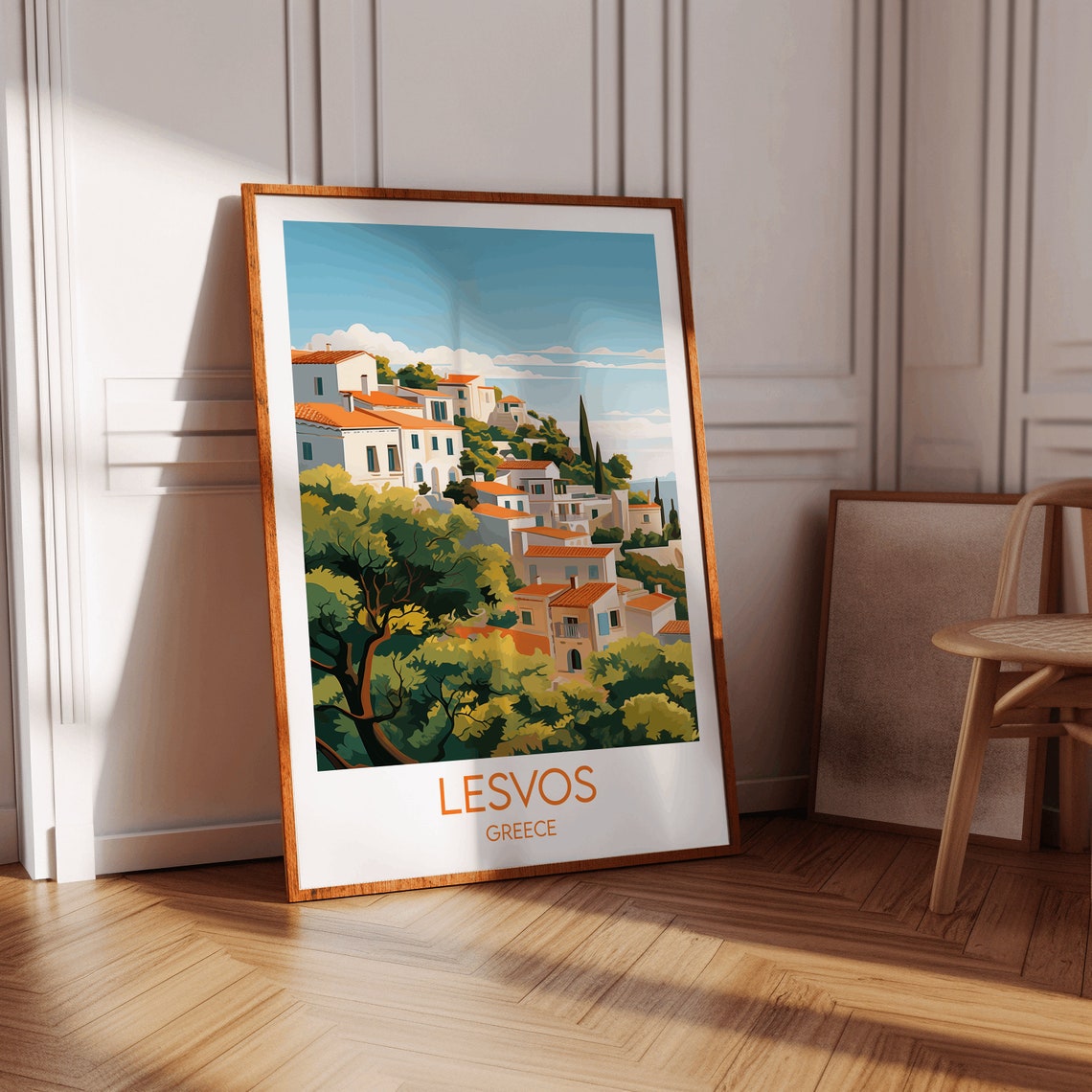 Lesvos Greece Island Village Olive Trees Terracotta Roofs Poster - Image 2