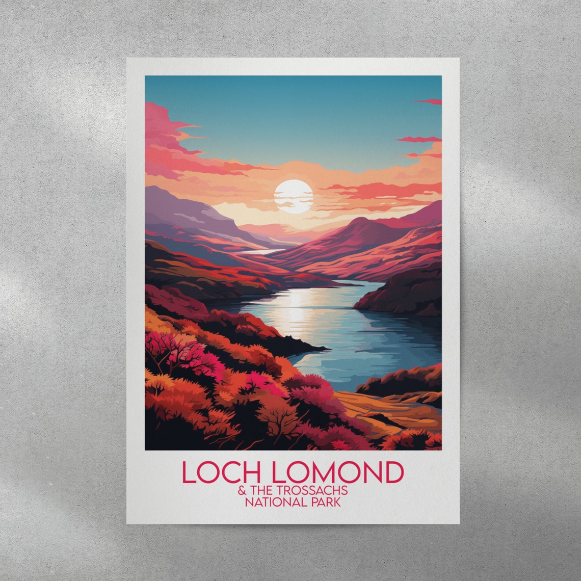 Loch Lomond and Trossachs National Park Sunset Travel Poster - Image 2