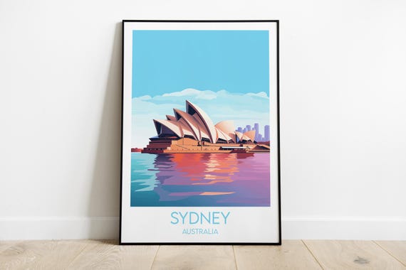 Sydney Travel Print Australia Poster Custom Personalised Wedding Birthday Gift