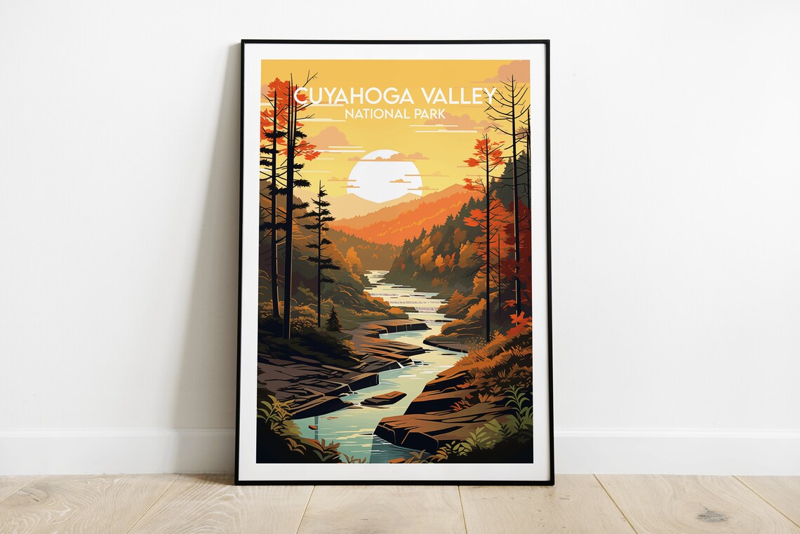 Cuyahoga Valley National Park Autumn River Gorge Sunset Poster