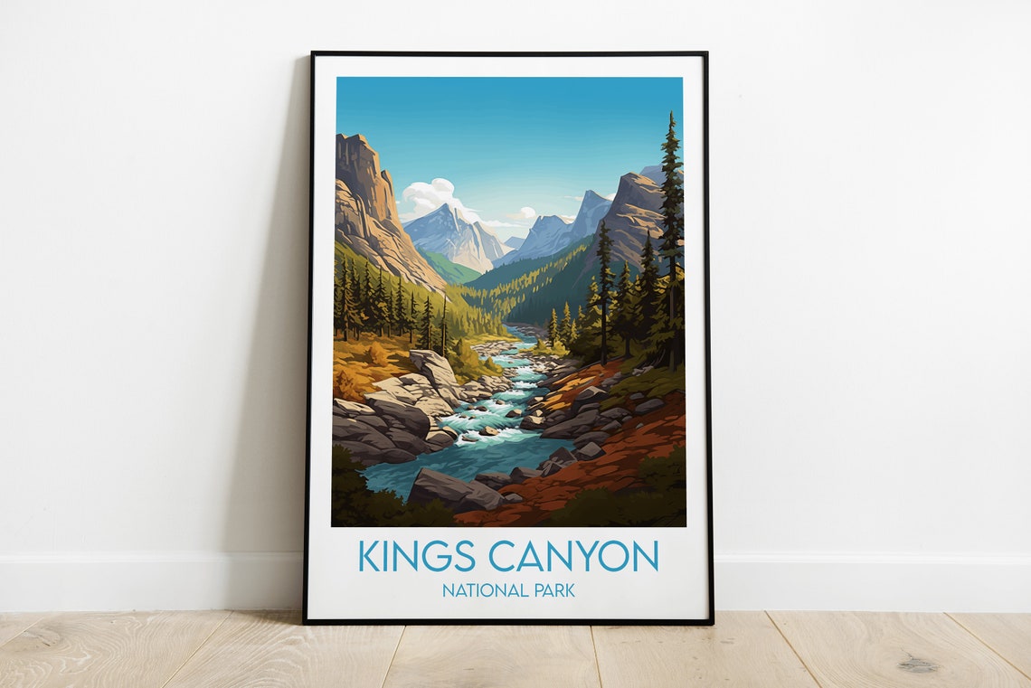Kings Canyon National Park Rushing River Mountain Scenic Poster