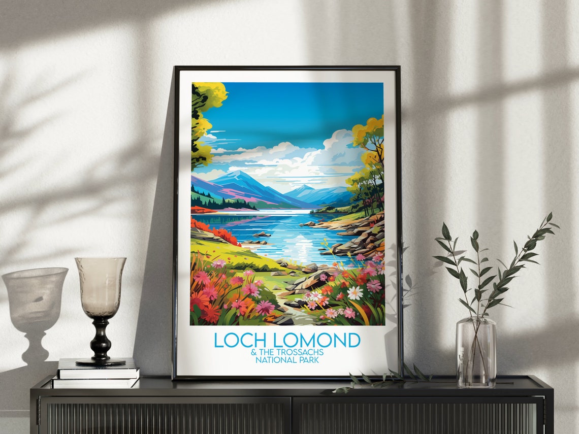 Loch Lomond Trossachs National Park Sunny Lakeside Flower Poster - Image 3