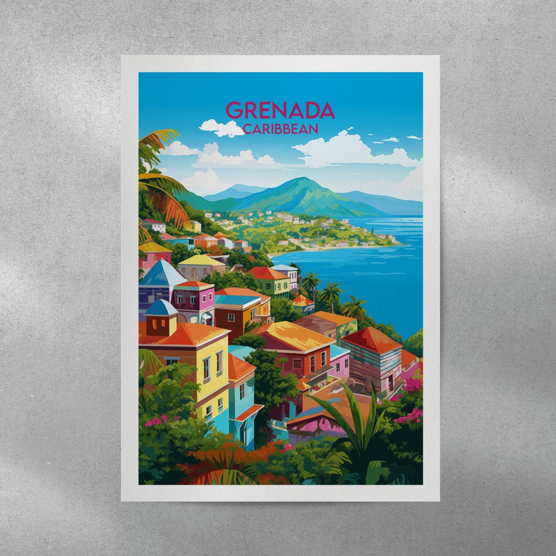 Grenada Travel Print Caribbean Poster Custom Personalised Wedding Birthday Gift - Image 3