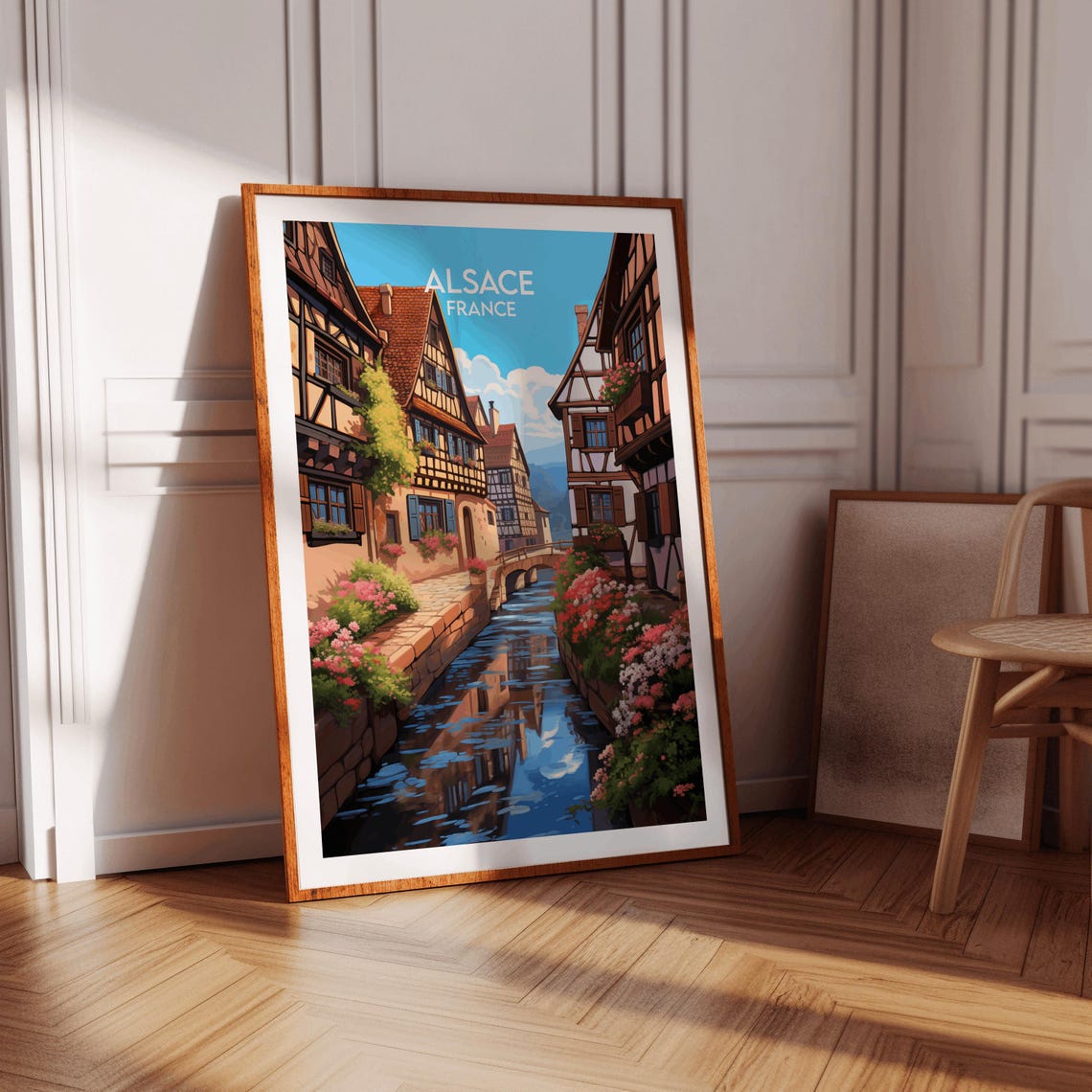 Alsace France Half Timbered Canal Village Floral Street Poster - Image 3