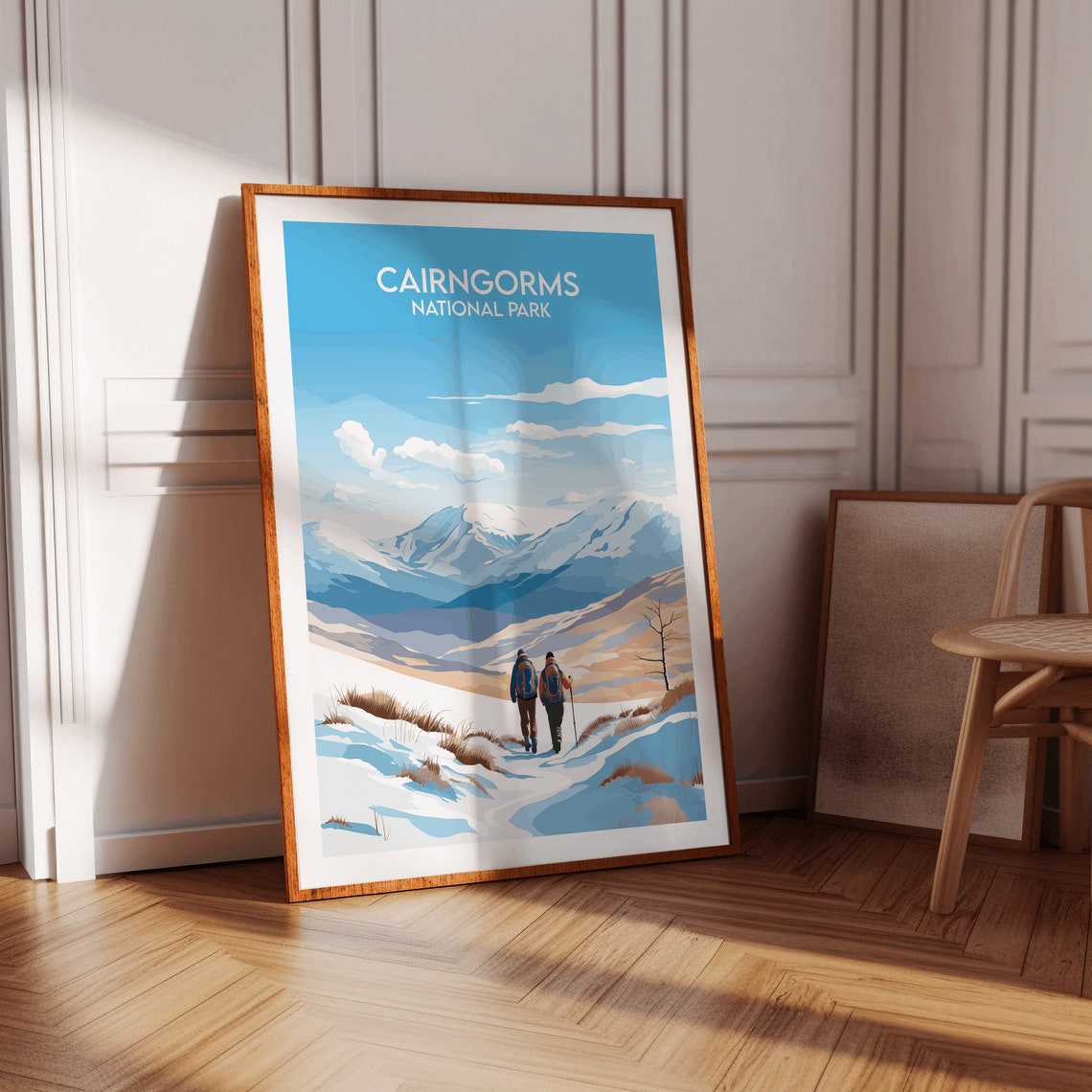 Cairngorms National Park Winter Hikers Snowy Mountains Travel Poster - Image 2