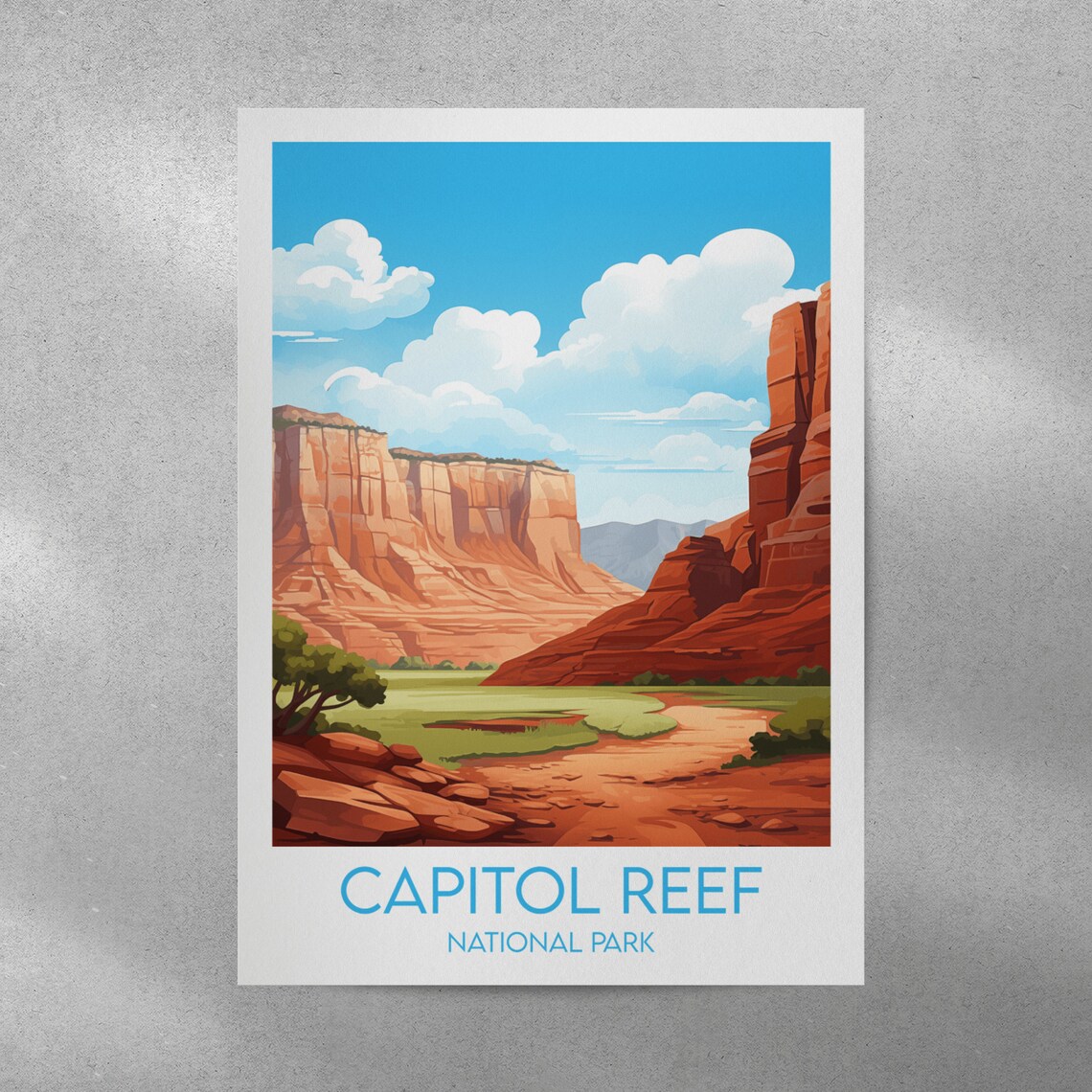 Capitol Reef National Park Red Sandstone Canyon Vintage Travel Poster - Image 2