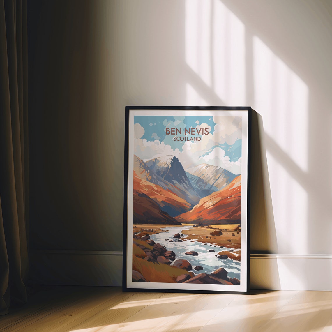 Ben Nevis Scotland Mountain River Highlands Classic Travel Art Poster - Image 2