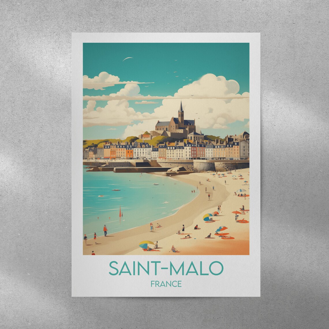 Saint Malo Travel Poster, France Custom Personalised - Image 4
