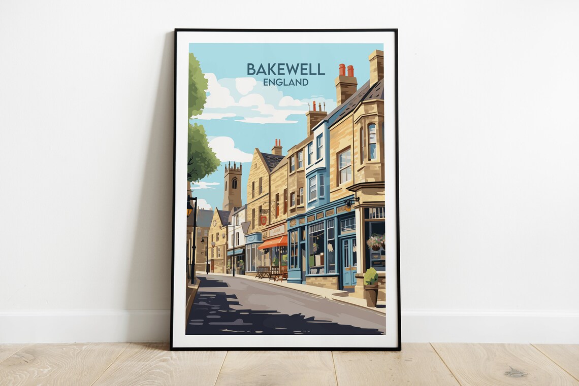 Bakewell England Charming Historic High Street Travel Poster