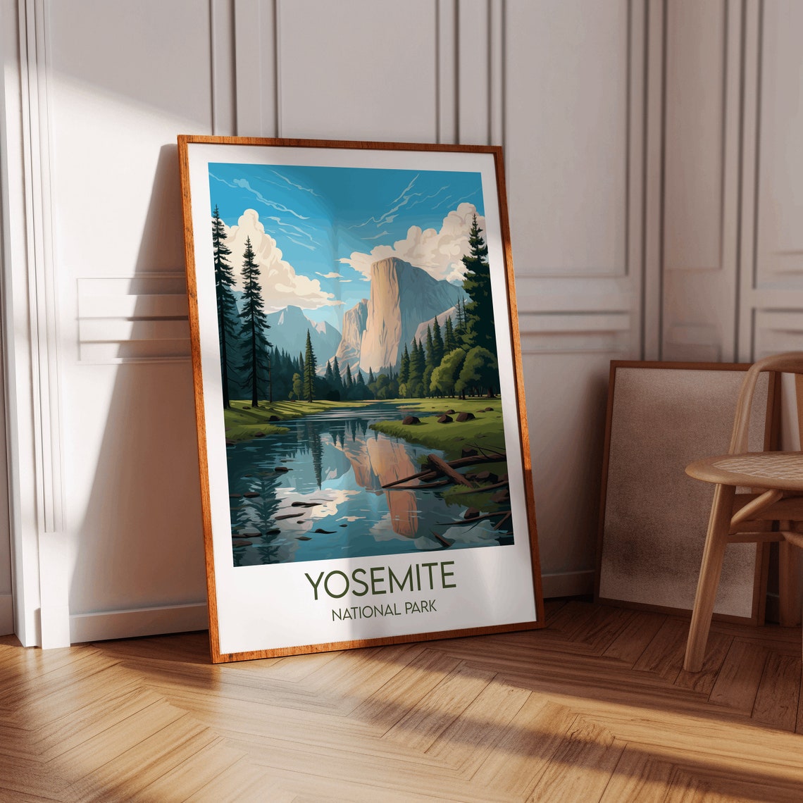 Yosemite National Park El Capitan River Reflection Vintage Poster - Image 4