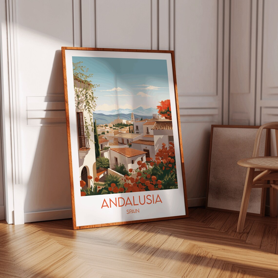 Andalusia Spain Whitewashed Village Hillside Retro Travel Poster - Image 3
