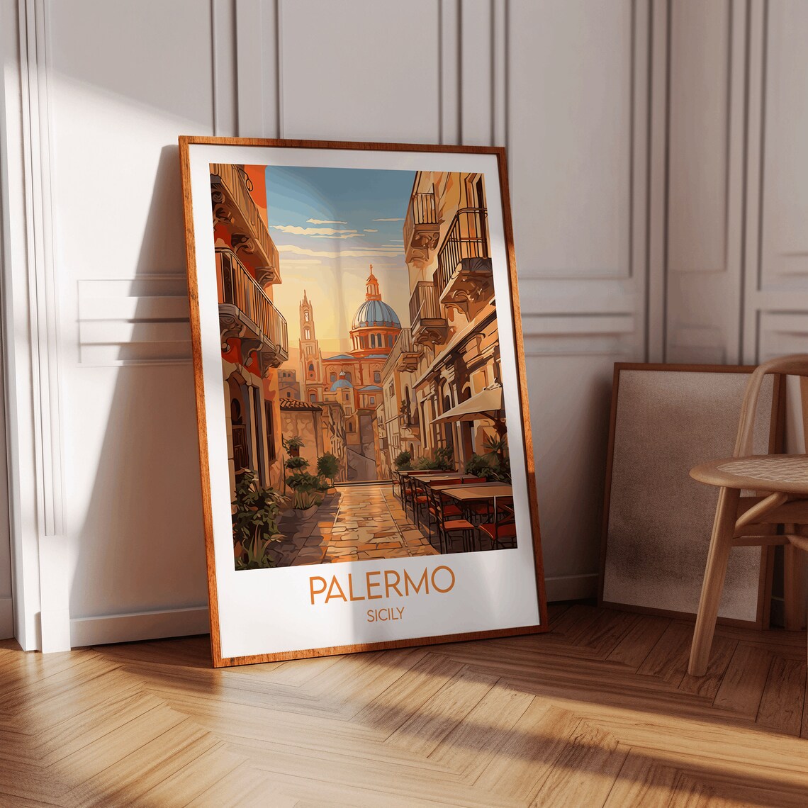 Palermo Sicily Old Town Street Cathedral Scenic Travel Poster - Image 3