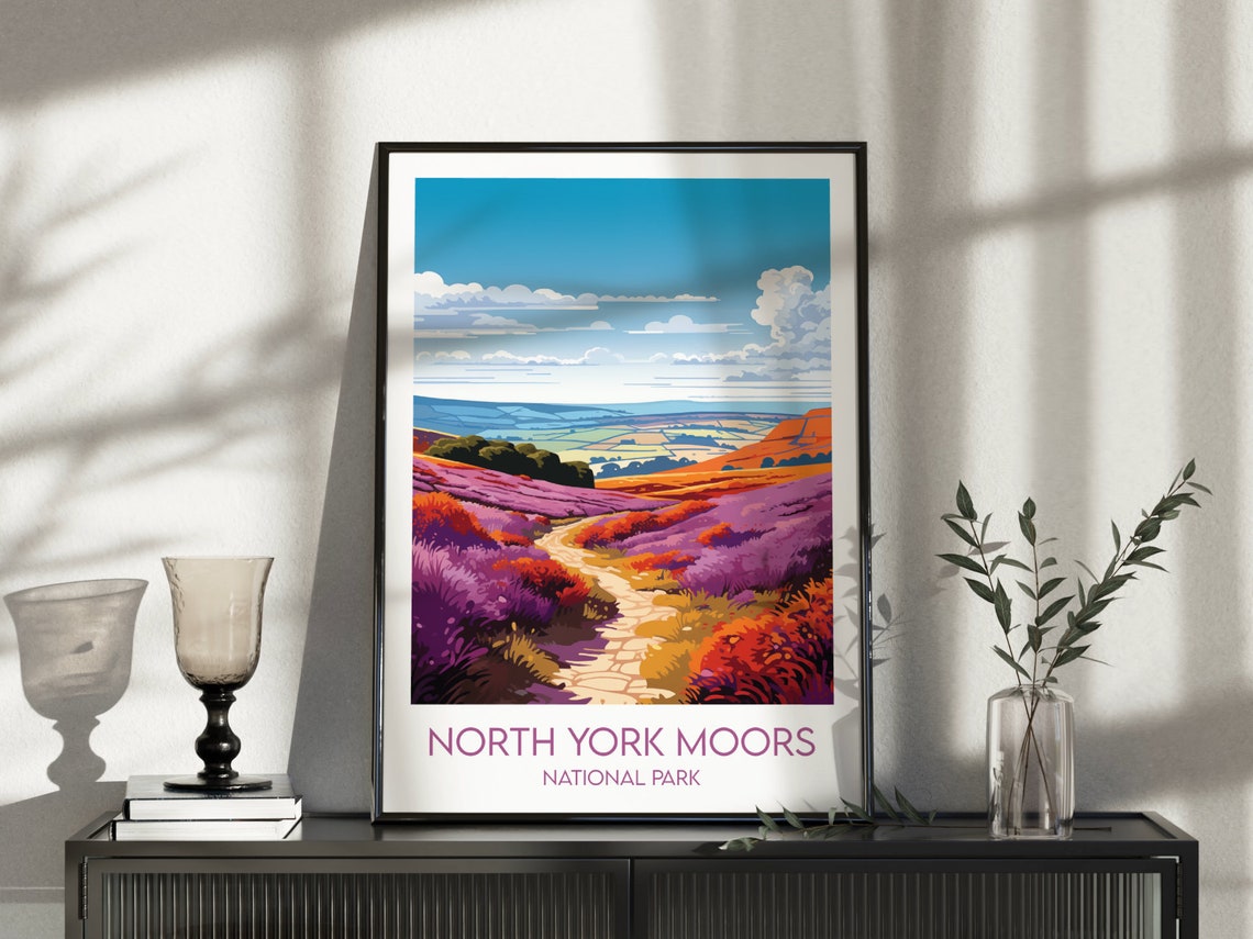 North York Moors National Park Blooming Heather Travel Poster - Image 3