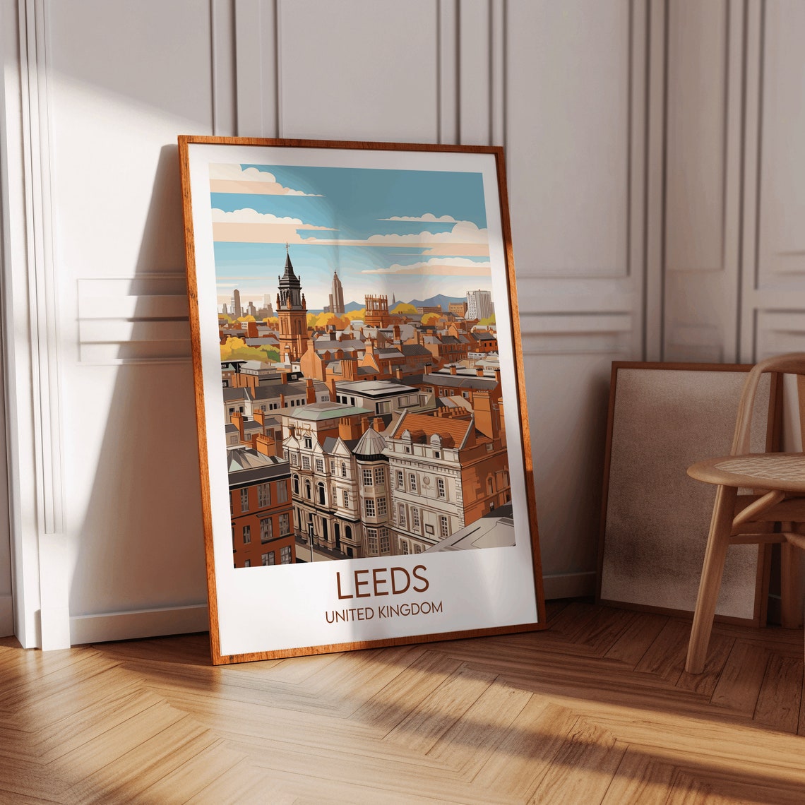 Leeds United Kingdom Historic City Skyline Rooftop View Art Poster - Image 2