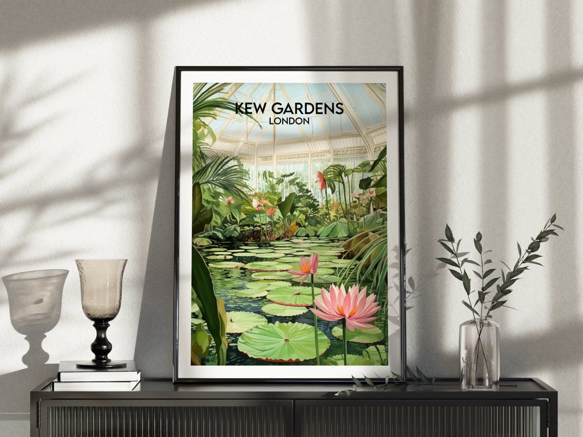 Kew Gardens London Lily Pad Pond Lush Tropical Plants Poster - Image 3