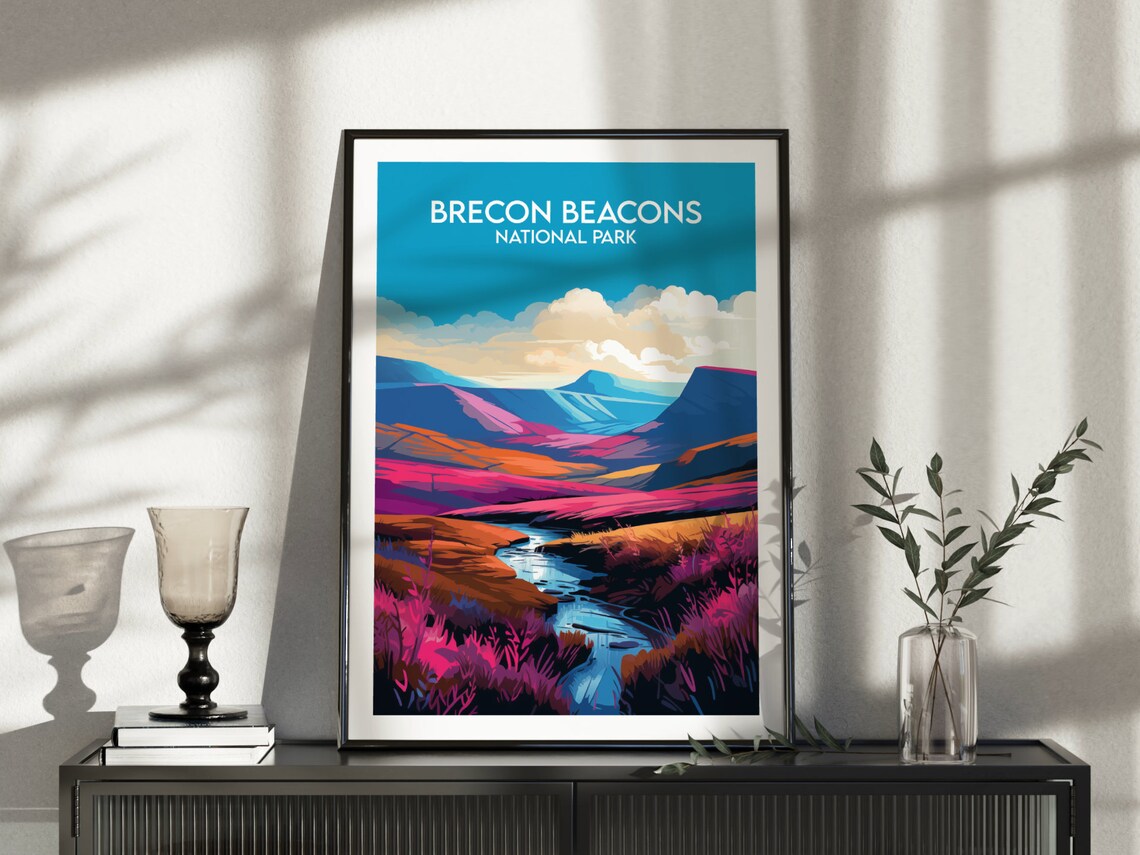 Brecon Beacons National Park Purple Moor Stream Dramatic Travel Poster - Image 3
