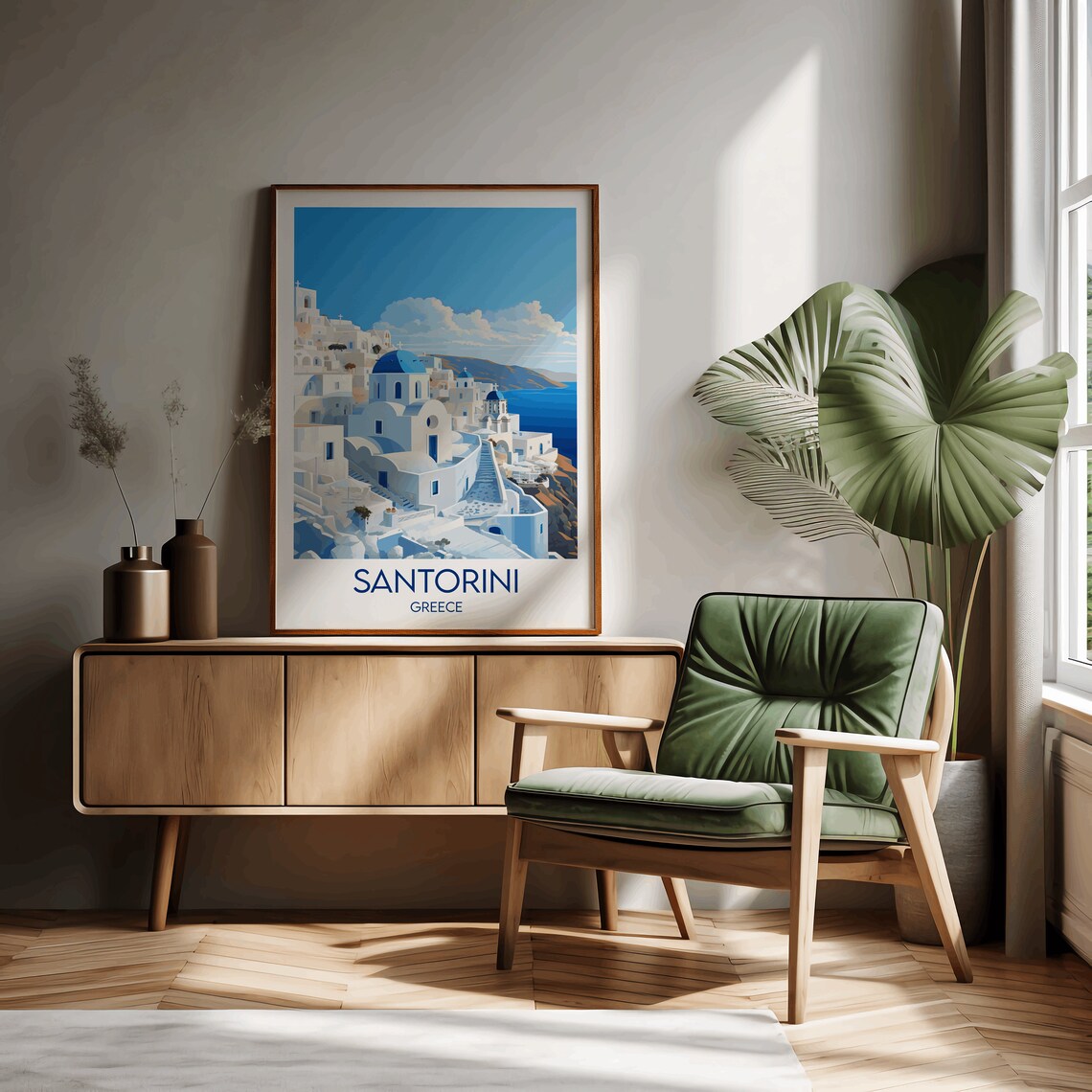 Santorini Travel Poster, Custom Personalised Gift - Image 2