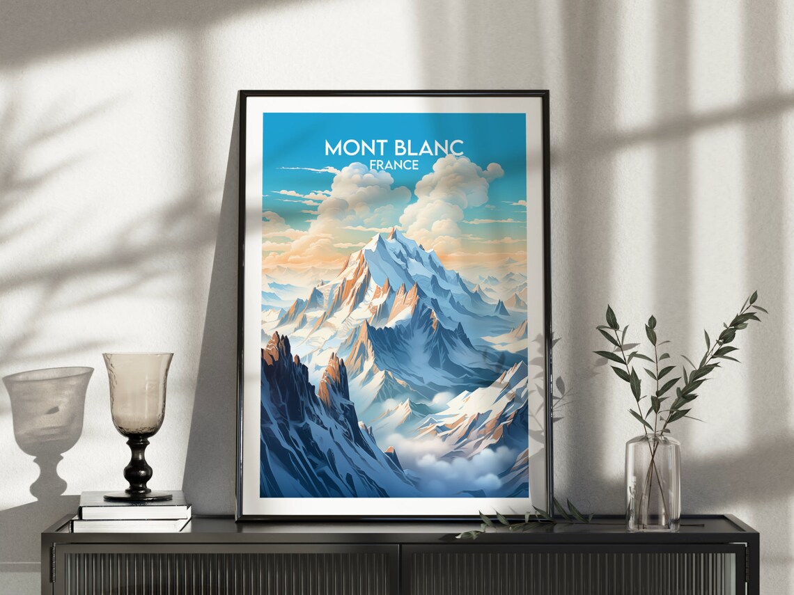 Mont Blanc Travel Poster, France Custom Personalised - Image 4