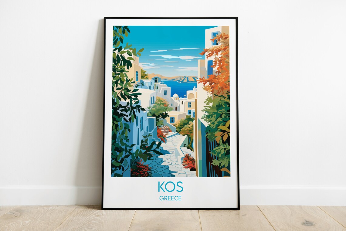 Kos Travel Poster Greece, Custom Personalised Gift