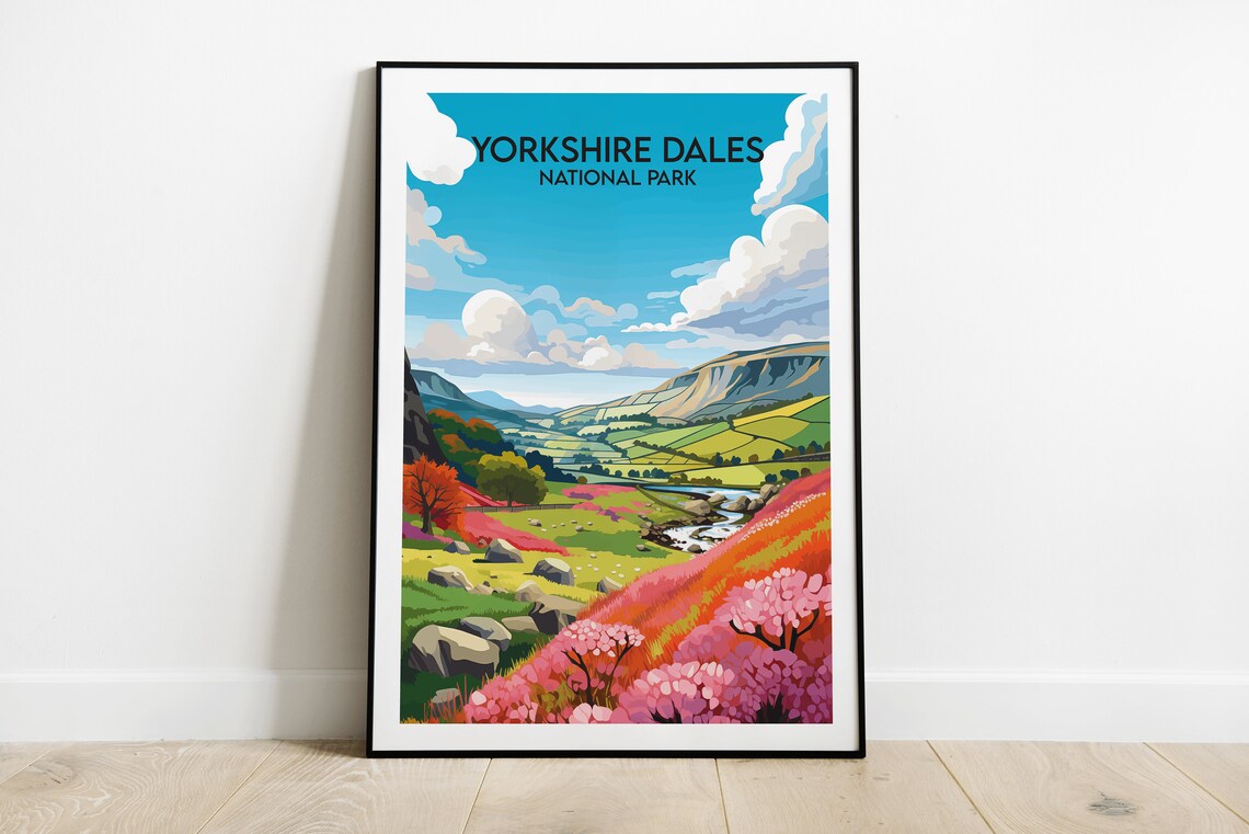 Yorkshire Dales National Park Green Valley Wildflower Travel Poster