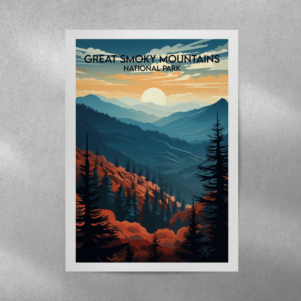 Great Smoky Mountains Sunrise Autumn Vintage National Park Poster - Image 5