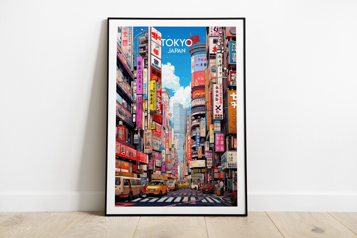 Tokyo Travel Print, Japan Poster for Custom Personalised Gifts